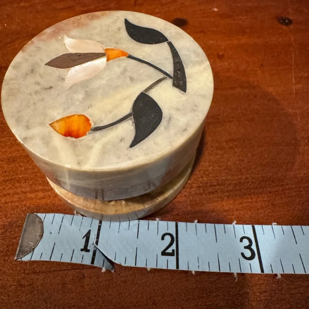 Artistic Floral Marble Inlay Coaster